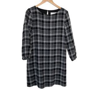 Amour Vert 100% Wool Black Gray Plaid Dress Size XS